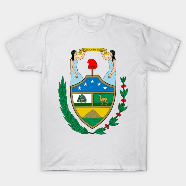 First coat of arms of Bolivia, formerly named the Republic of Bolívar in honor of Simón Bolívar (1825) T-Shirt by Flags of the World